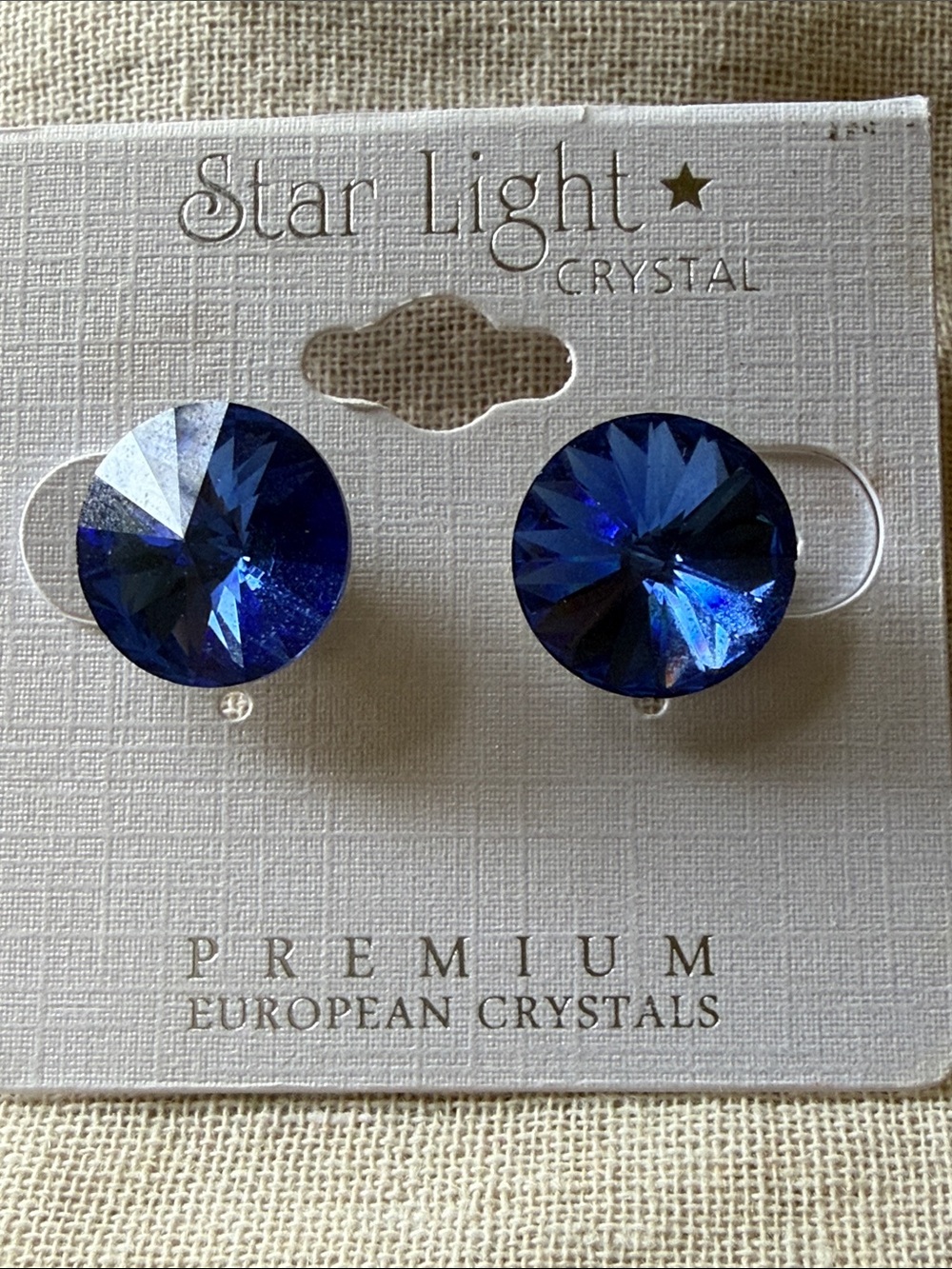 Star Light Crystal Royal Blue Round Stud Earrings!
